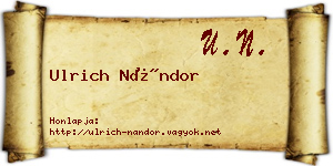 Ulrich Nándor névjegykártya